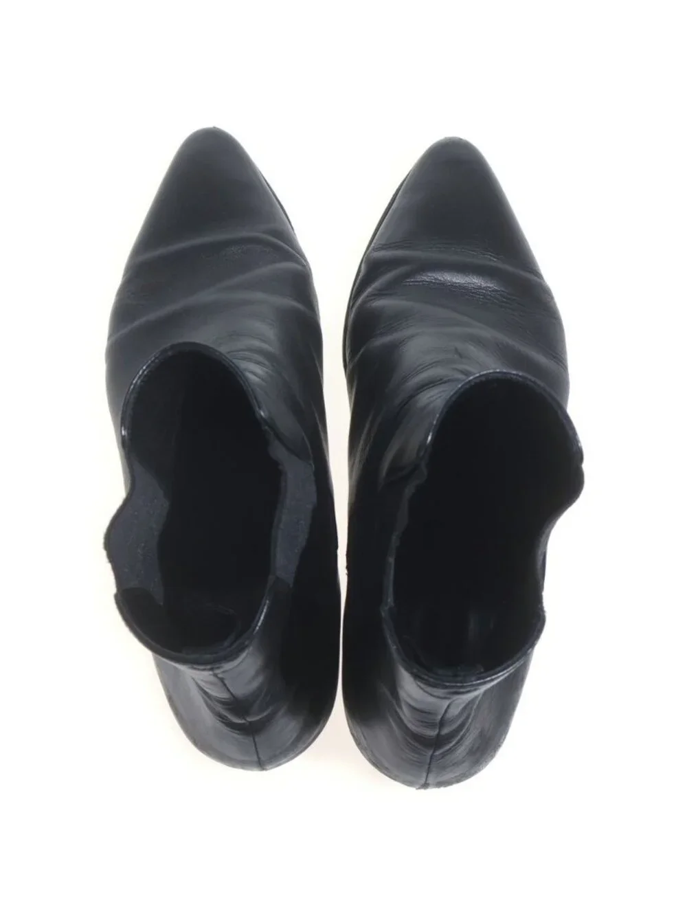 Celine Pointed Toe Chelsea Boots Ankle Side Gore Leather Black